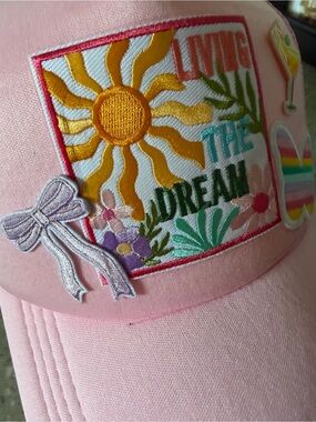 Pink "Living the Dream" Embroidered Patch Cap